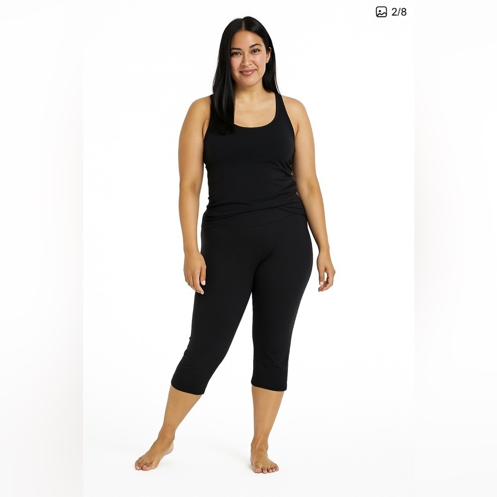 Athletic Works Black Stretch Mid Calf Capris